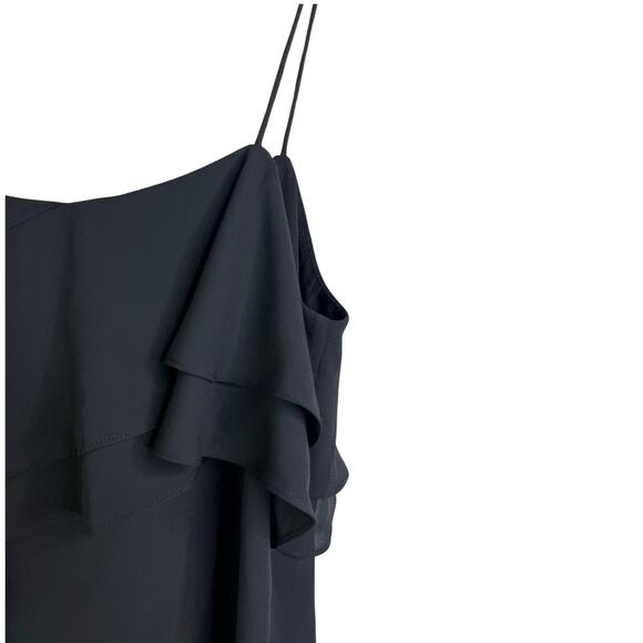 J.Crew Camisole Top Wns Sz 2 Black Spaghetti Strap Ruffle Front feminine classic - Picture 5 of 8